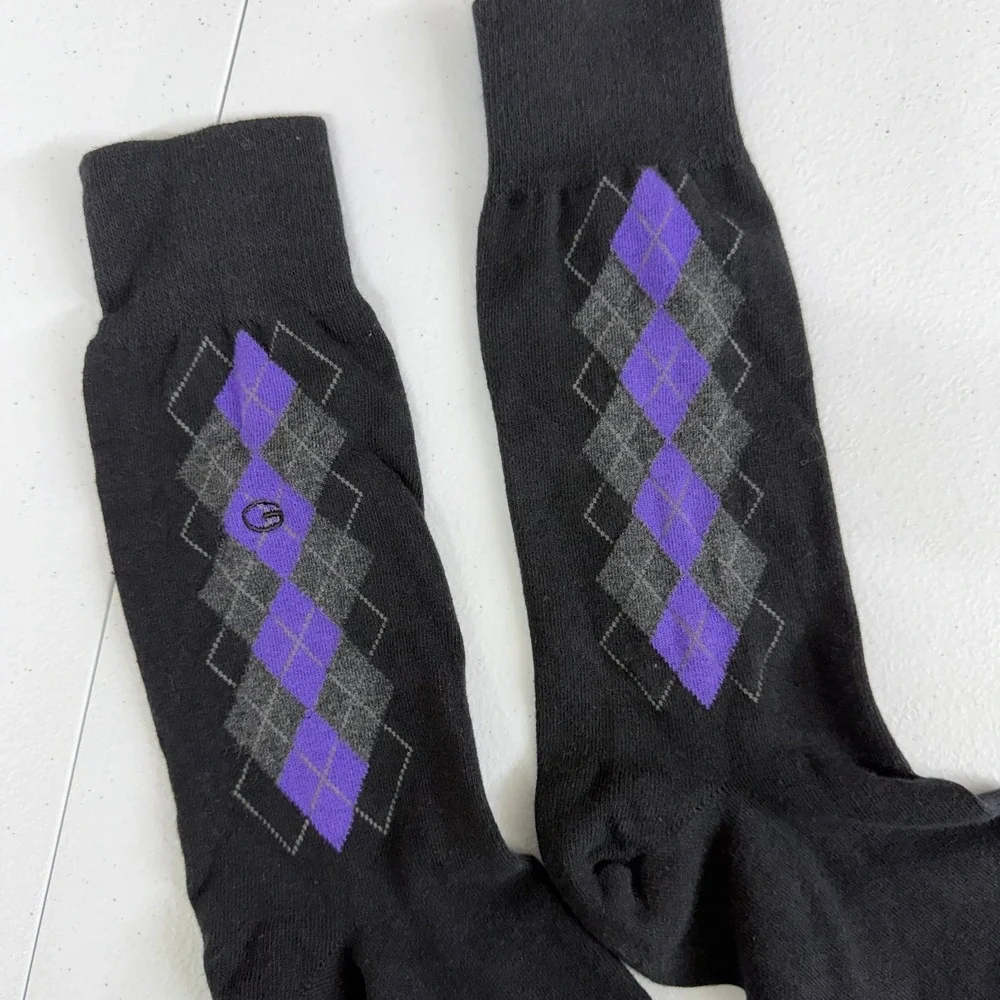 Gold Toe adult unisex purple diamond print tall business formal socks stretch